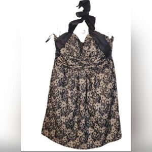 Freeway Black Lace Halter Mini Dress Size Med Lined Semi Formal Vogue Design